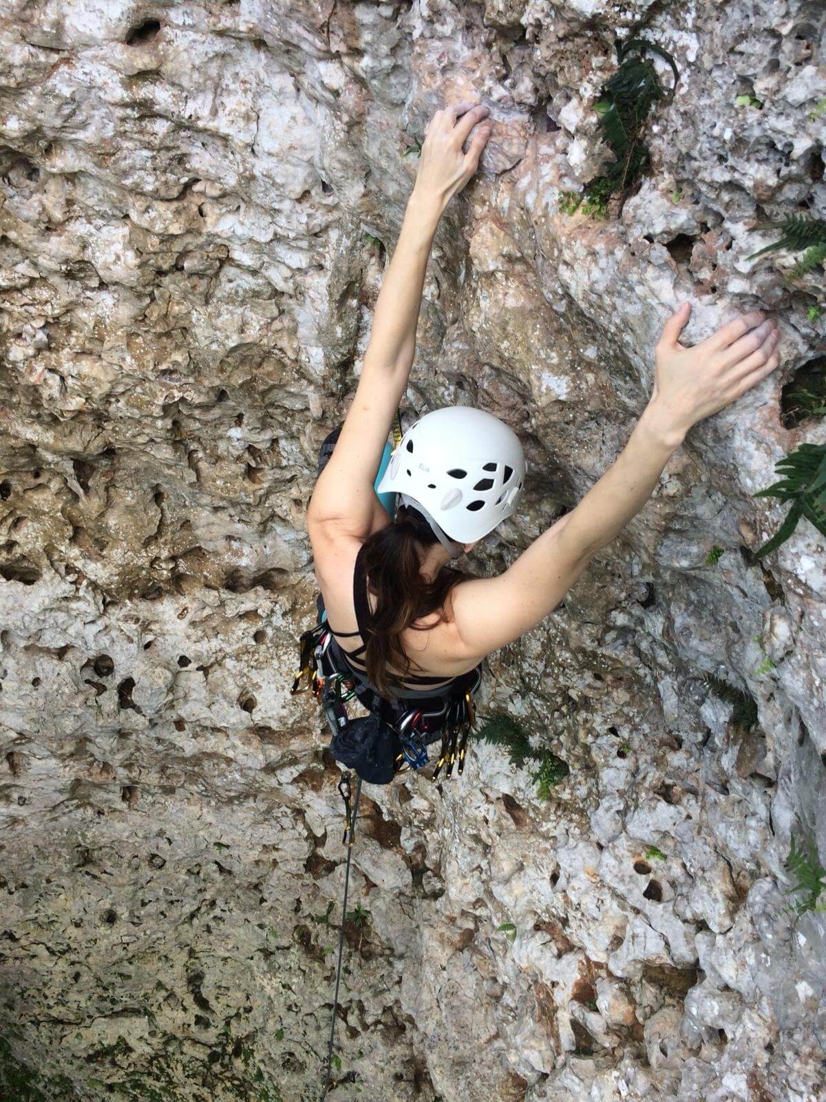 Maya Kumits sport climbing in Puerto Rico