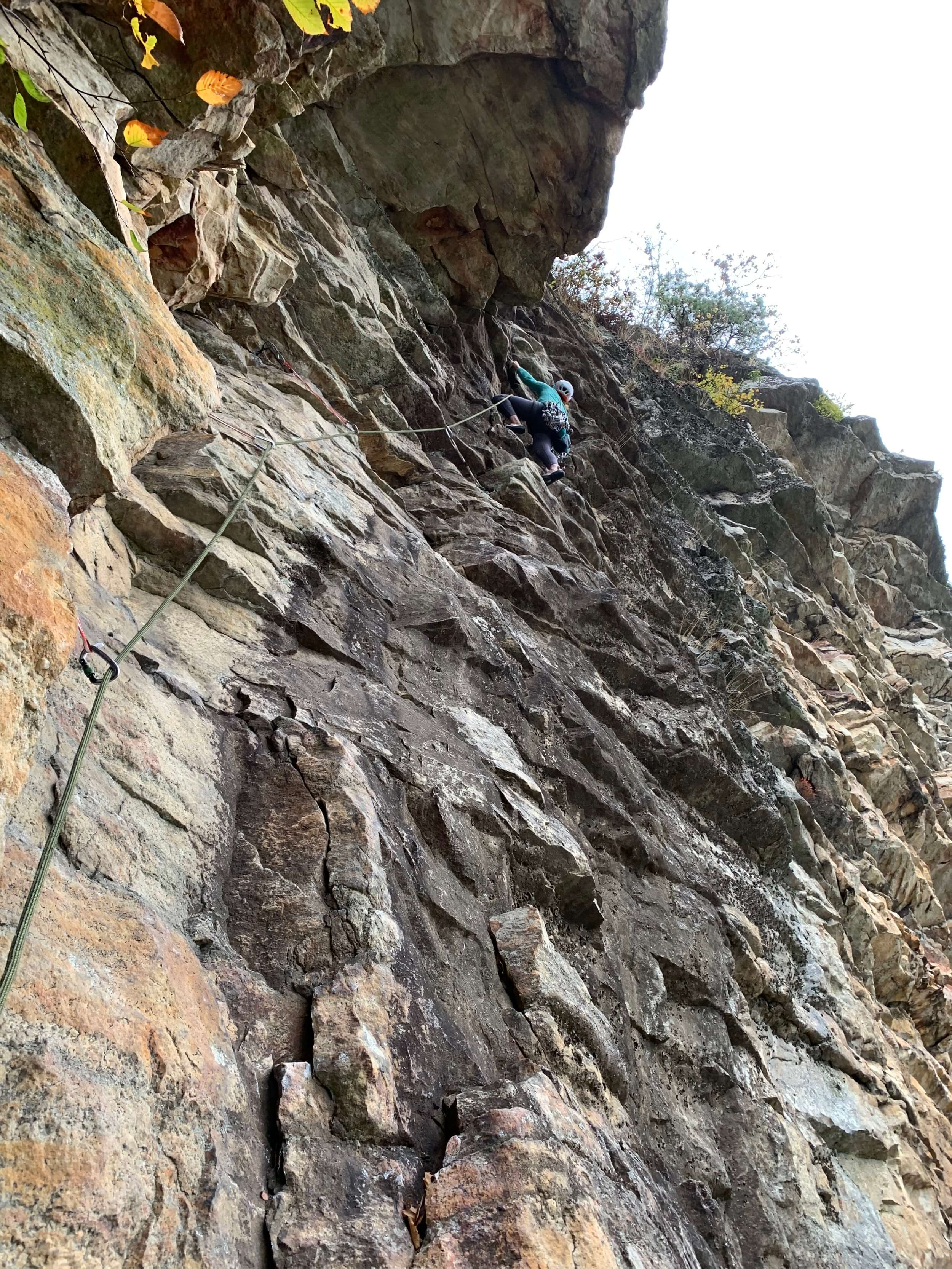 Maya Kumits trad climbing at the Gunks, New York